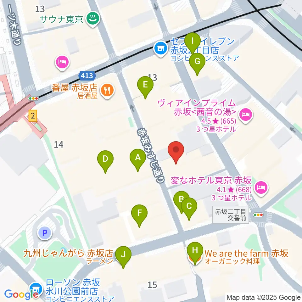 赤坂カンティーナ周辺のカフェ一覧地図