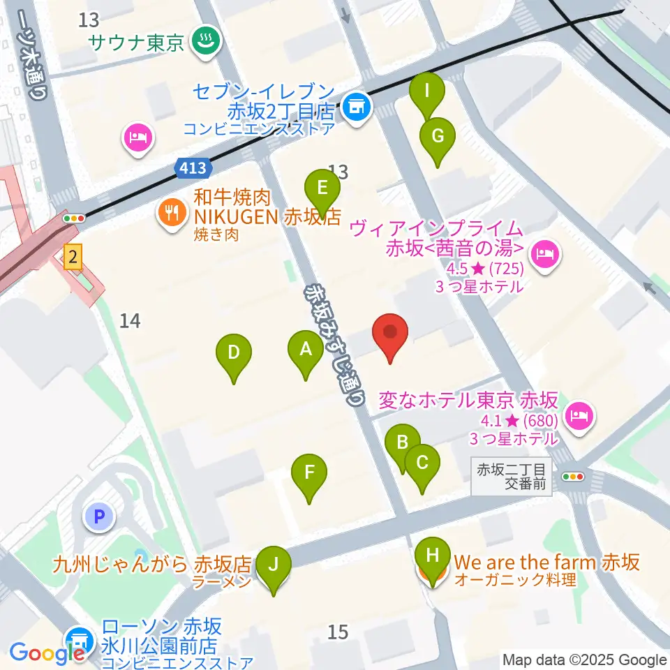 赤坂カンティーナ周辺のカフェ一覧地図