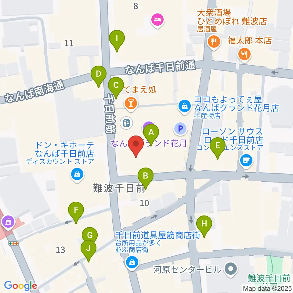 なんばYES THEATER周辺のカフェ一覧地図