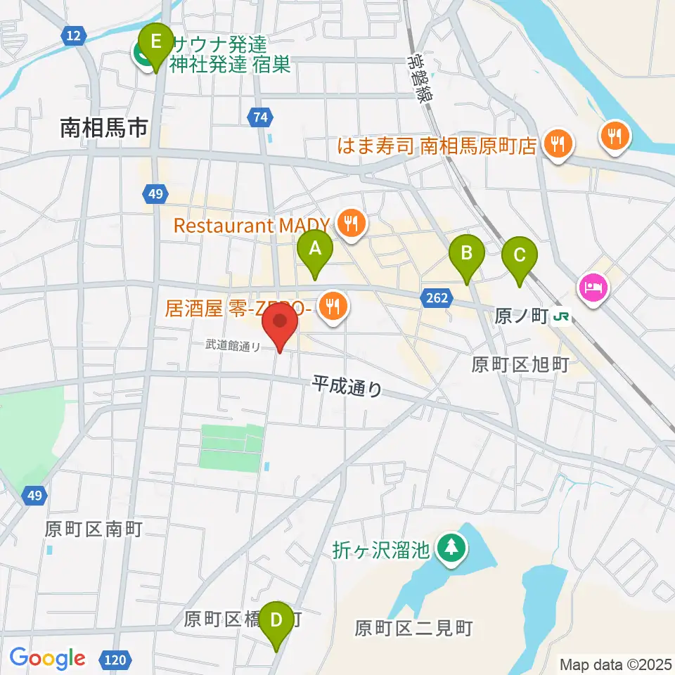 オアシス楽器店 原町店周辺のカフェ一覧地図