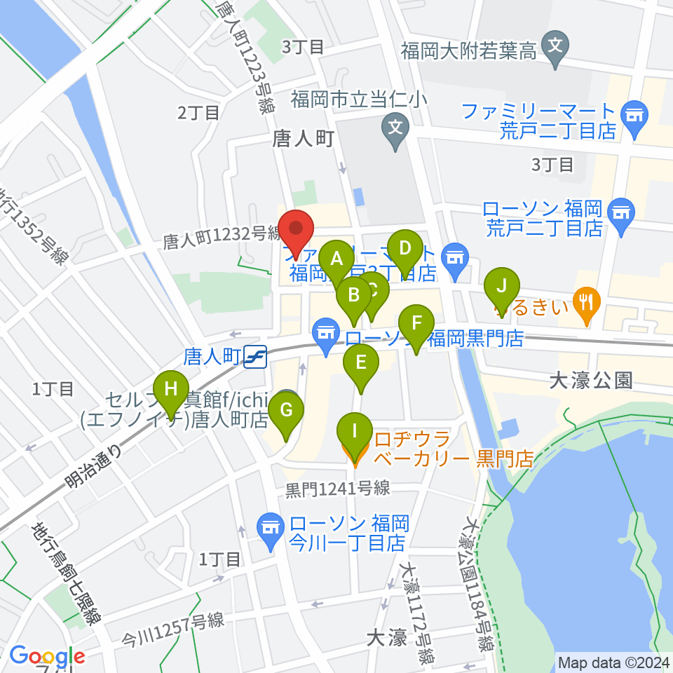 クラングピアノ教室周辺のカフェ一覧地図