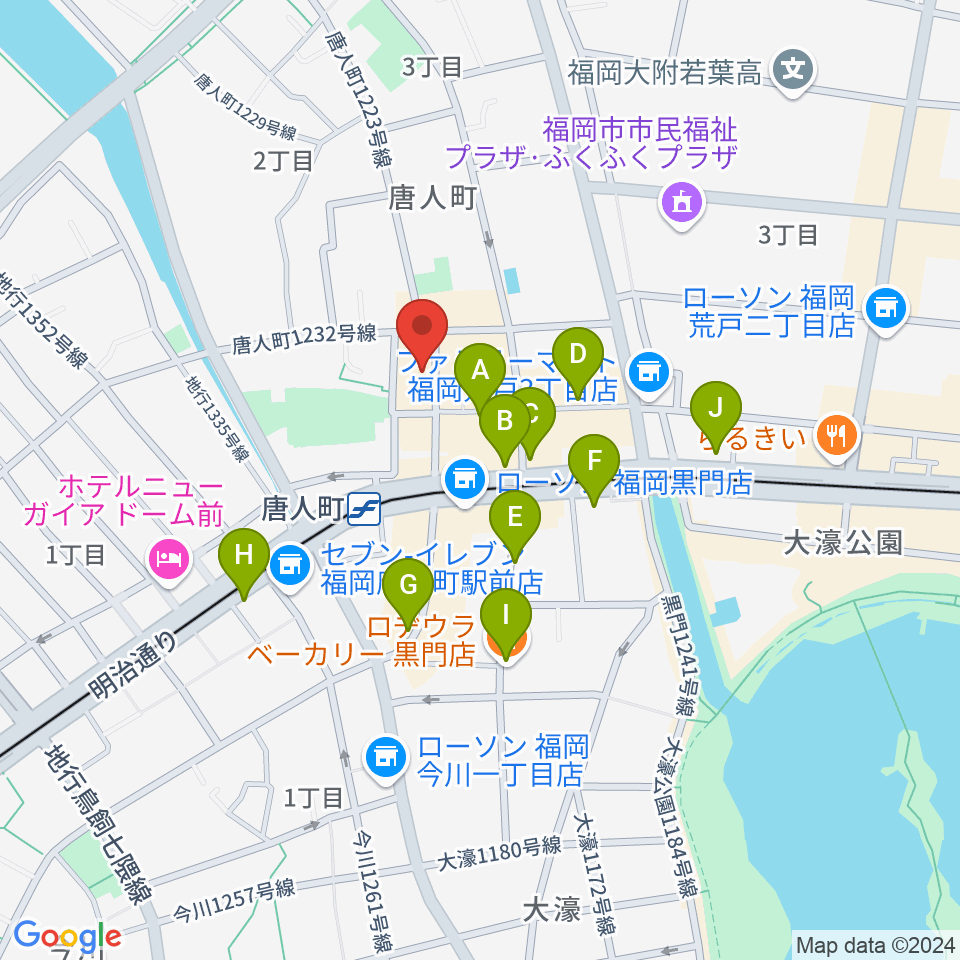 クラングピアノ教室周辺のカフェ一覧地図