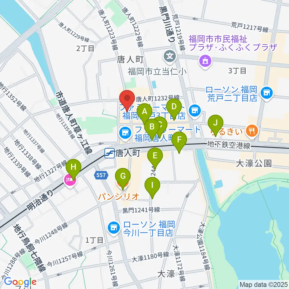 クラングピアノ教室周辺のカフェ一覧地図