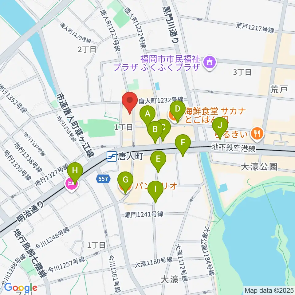 クラングピアノ教室周辺のカフェ一覧地図