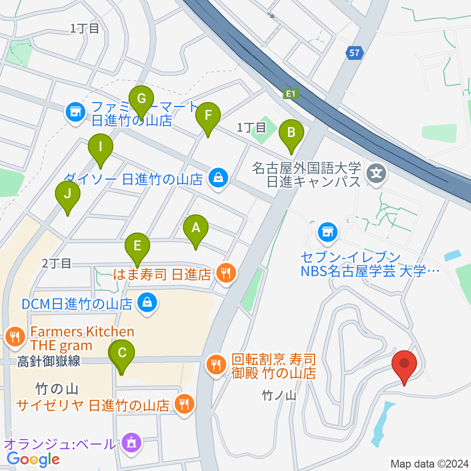 山のホール周辺のカフェ一覧地図