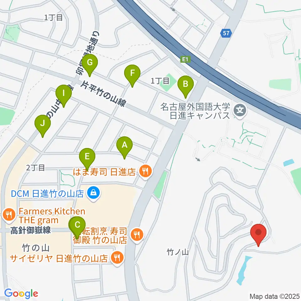 山のホール周辺のカフェ一覧地図