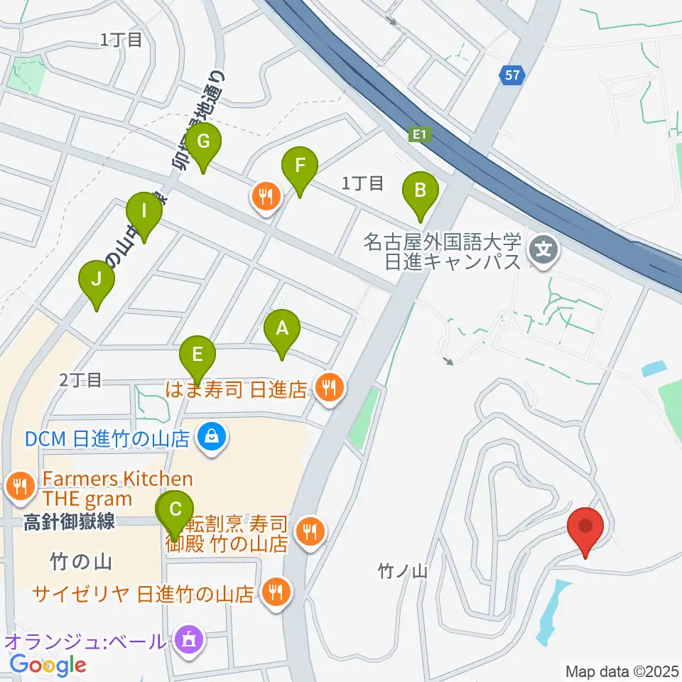 山のホール周辺のカフェ一覧地図