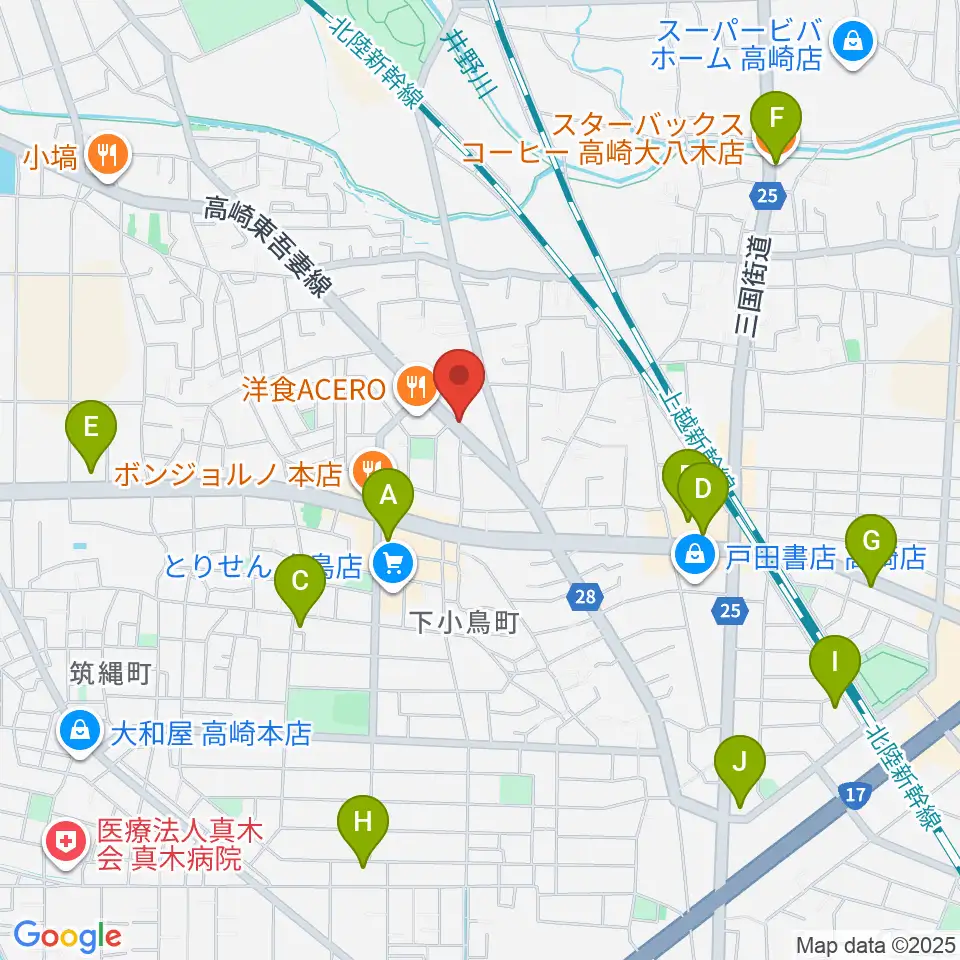 アトリエミストラル周辺のカフェ一覧地図