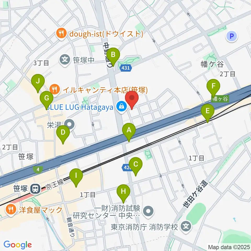 五味和楽器店 東京店周辺のカフェ一覧地図