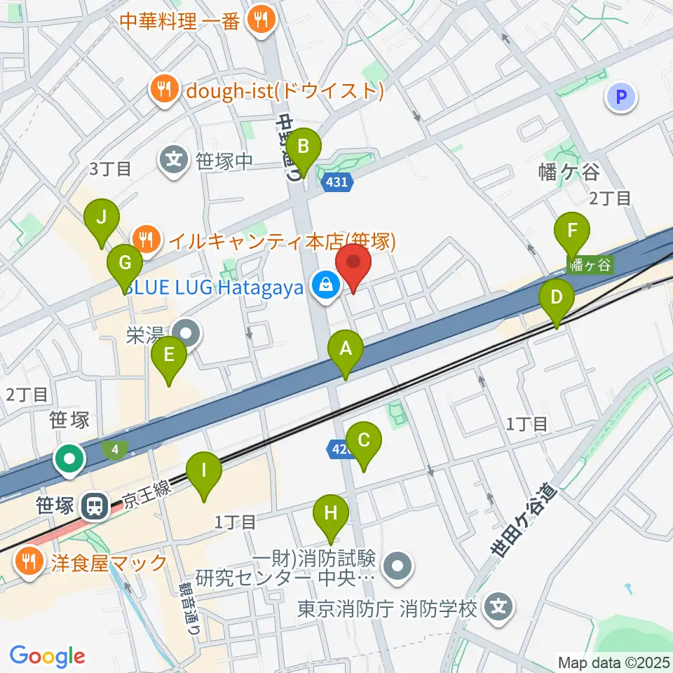 五味和楽器店 東京店周辺のカフェ一覧地図