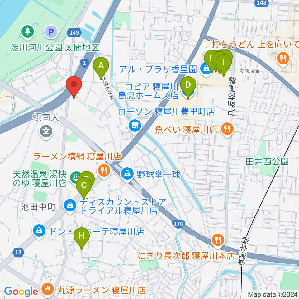 アトリエピアノピア周辺のカフェ一覧地図