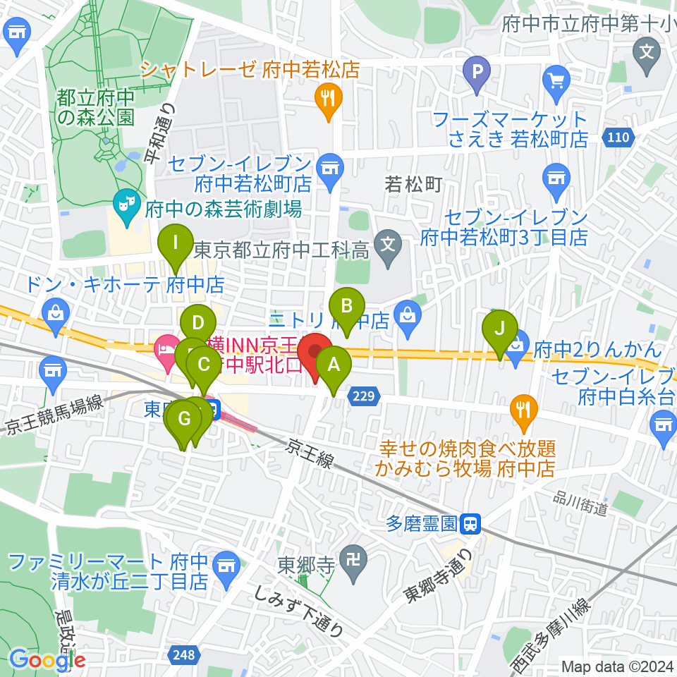 ミュージックサロン・サングレース周辺のカフェ一覧地図