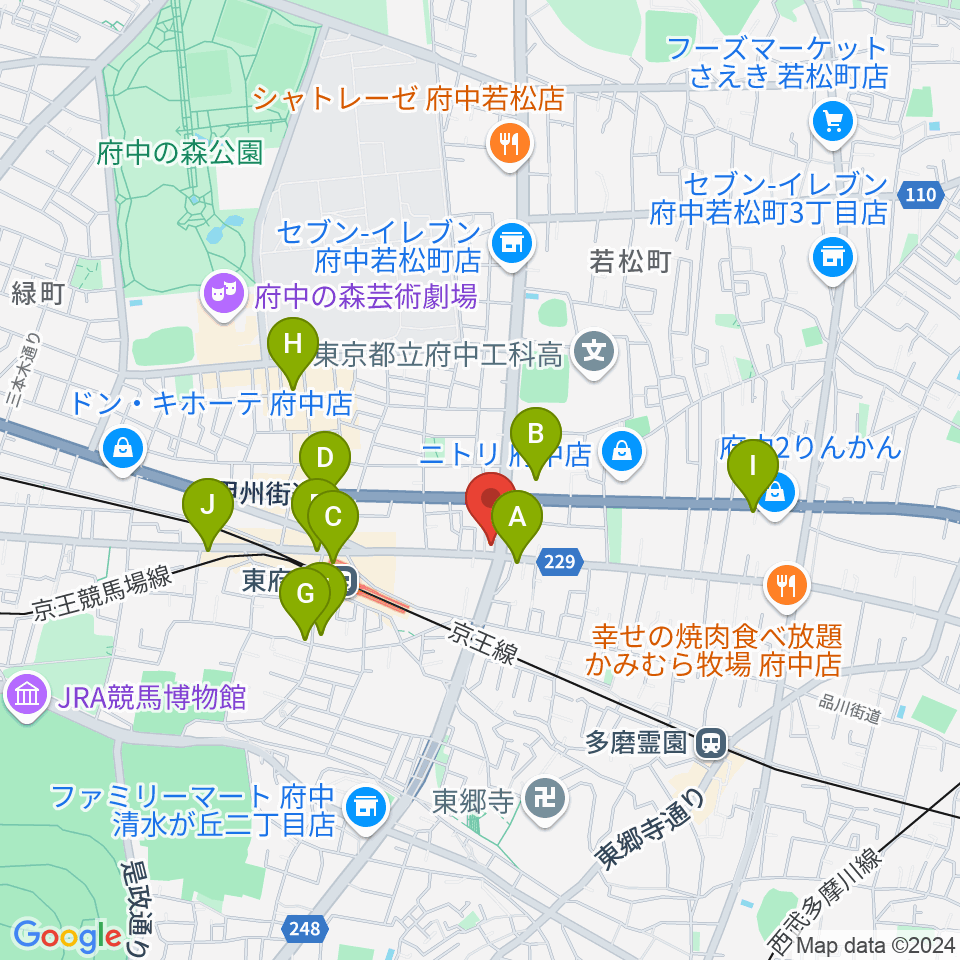 ミュージックサロン・サングレース周辺のカフェ一覧地図