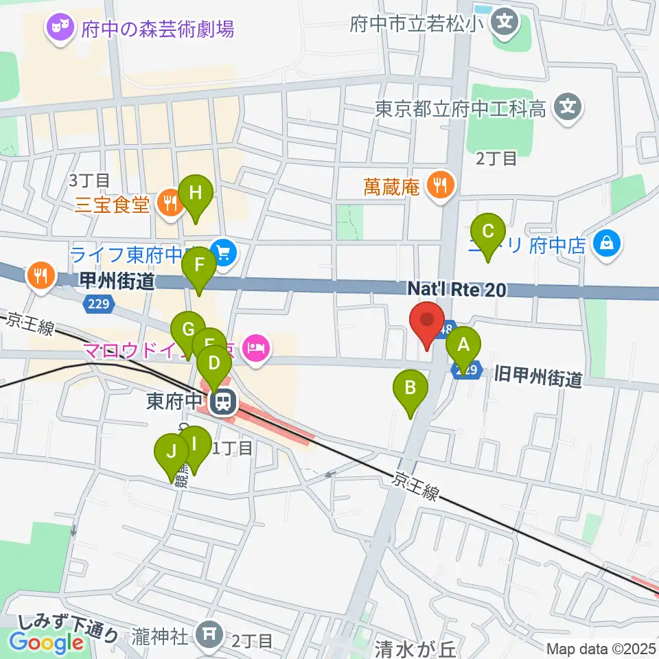 ミュージックサロン・サングレース周辺のカフェ一覧地図