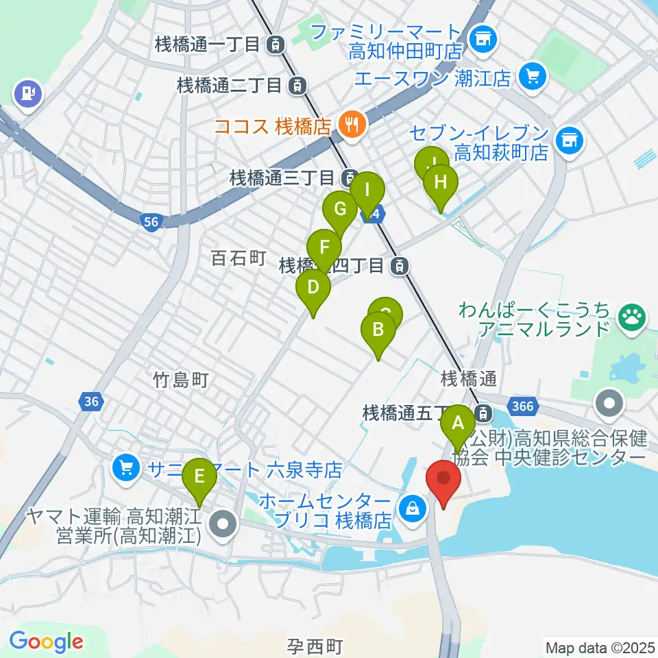 高知BAY5 SQUARE周辺のカフェ一覧地図