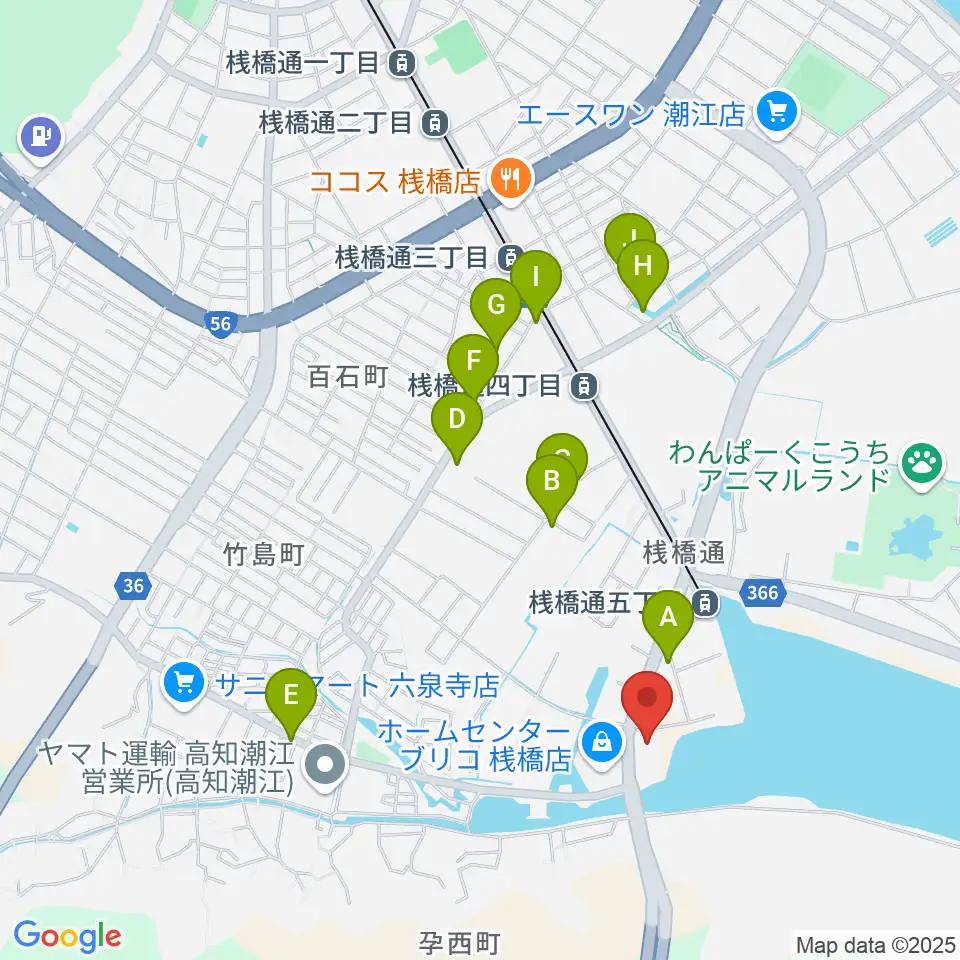 高知BAY5 SQUARE周辺のカフェ一覧地図