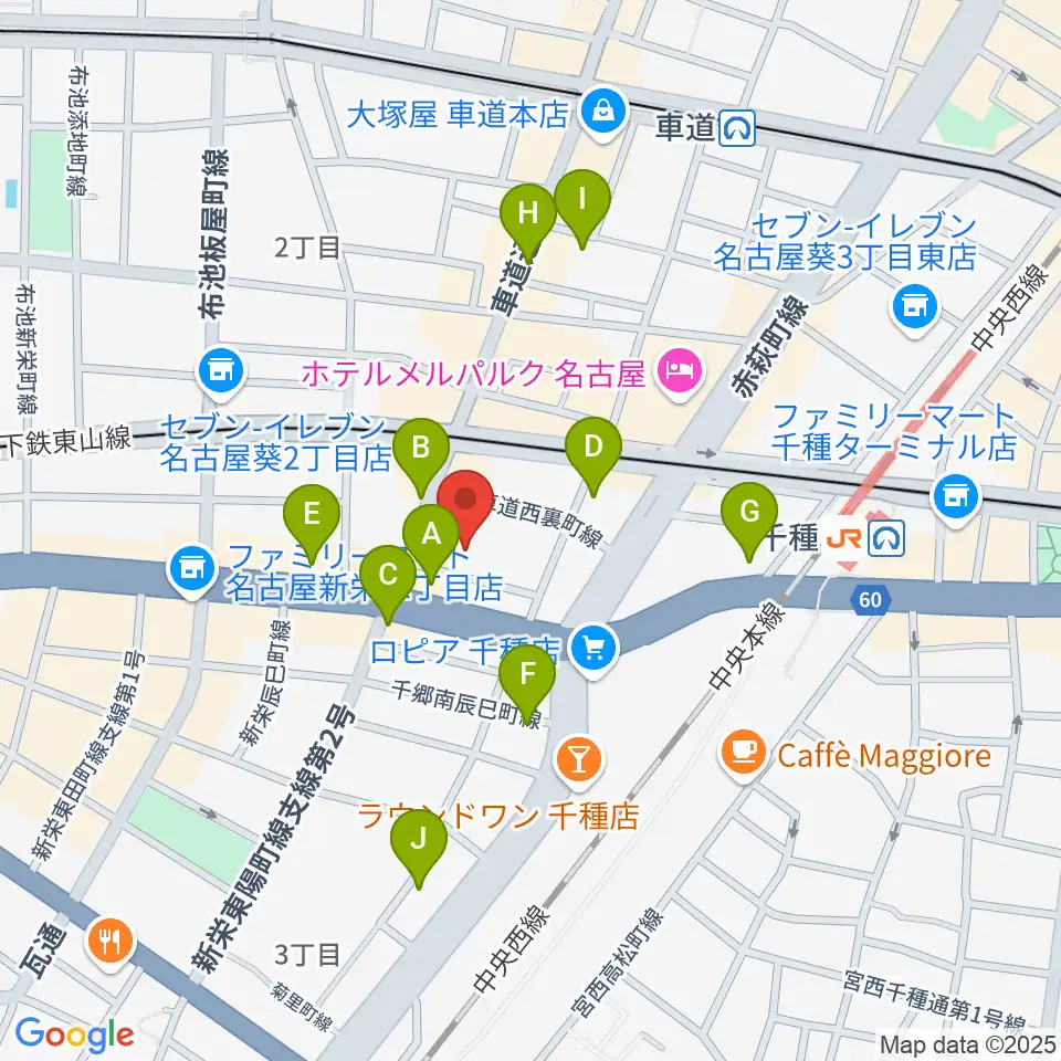 HITOMIホール周辺のカフェ一覧地図