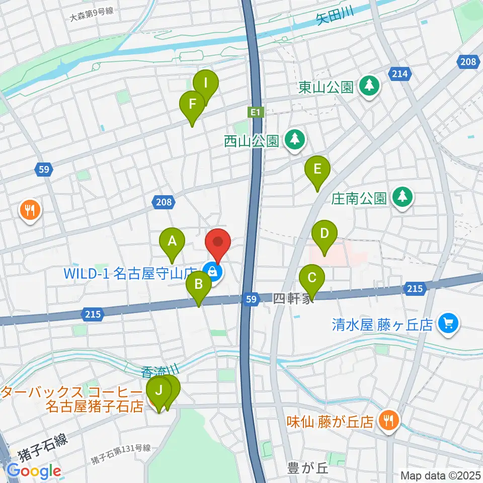 さくらホール周辺のカフェ一覧地図