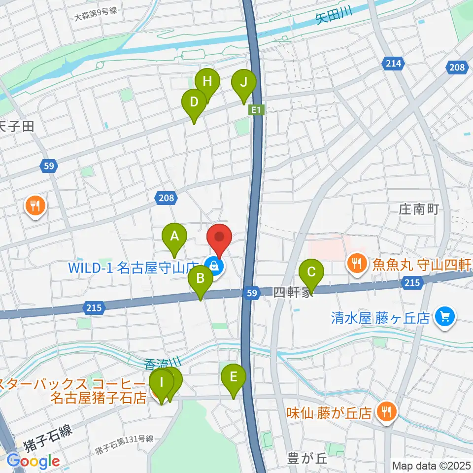 さくらホール周辺のカフェ一覧地図
