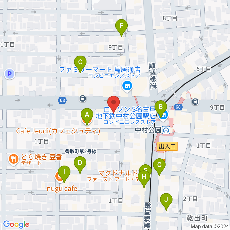 スタジオ・フィオリーレ周辺のカフェ一覧地図