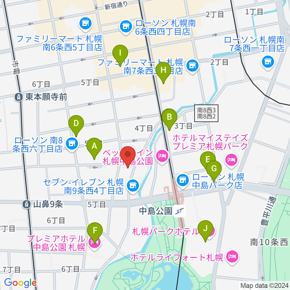 Zepp札幌周辺のカフェ一覧地図