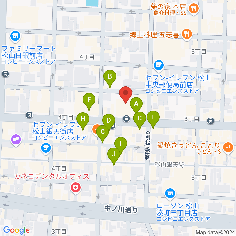 ヤマハミュージック 松山店周辺のカフェ一覧地図