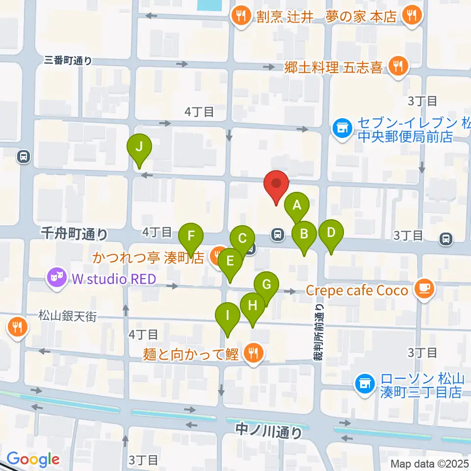 ヤマハミュージック 松山店周辺のカフェ一覧地図