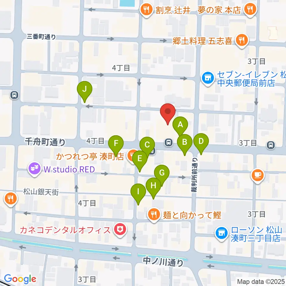 ヤマハミュージック 松山店周辺のカフェ一覧地図