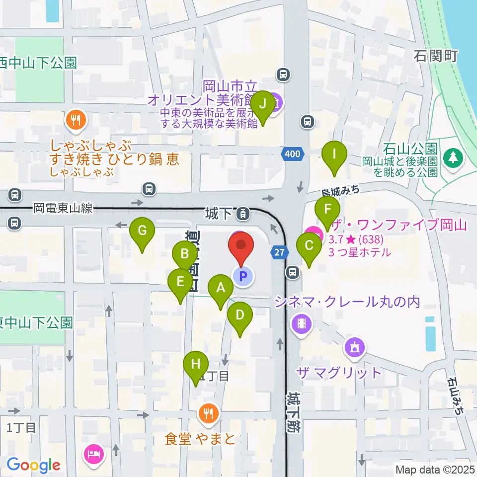 ヤマハミュージック 岡山店周辺のカフェ一覧地図