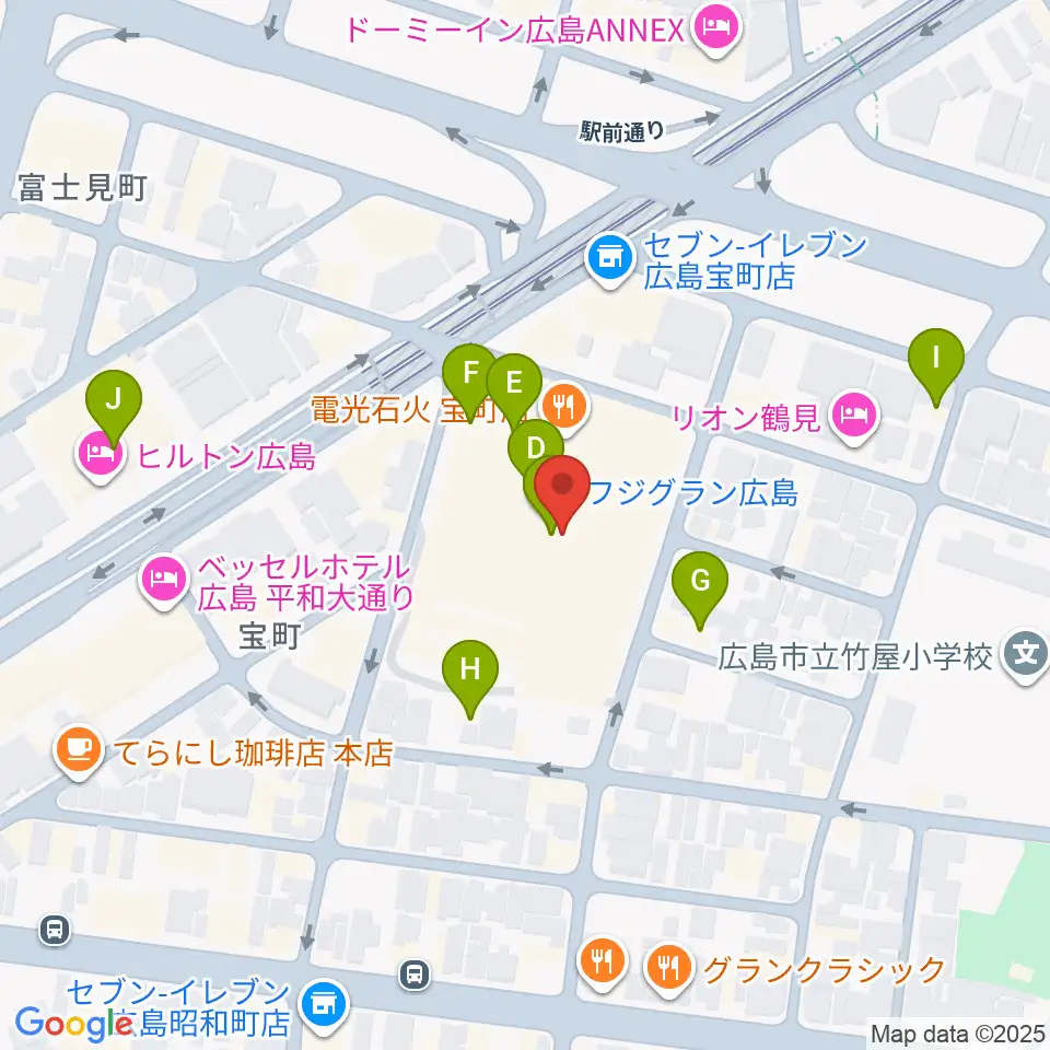 フジグラン広島センター ヤマハミュージック周辺のカフェ一覧地図