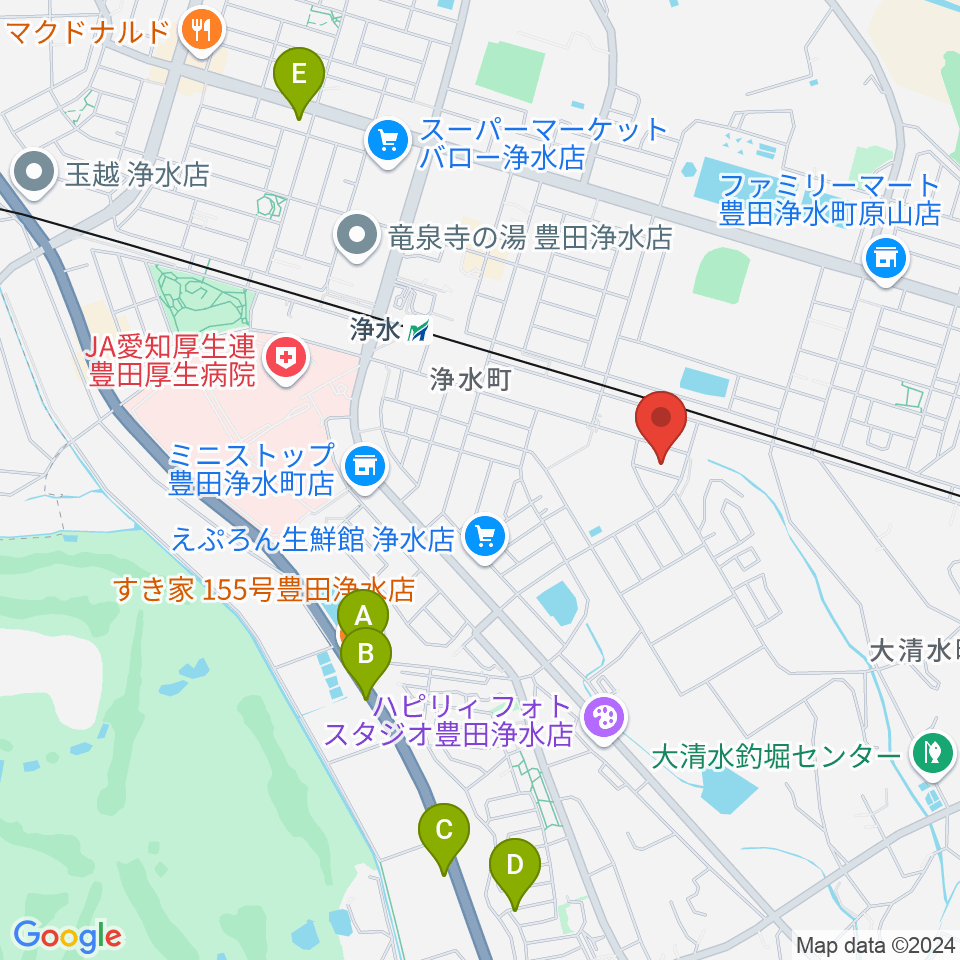 ピアチェーレ周辺のカフェ一覧地図