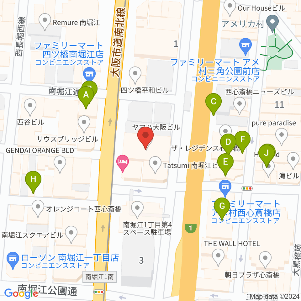 ヤマハミュージック 大阪なんば店周辺のカフェ一覧地図