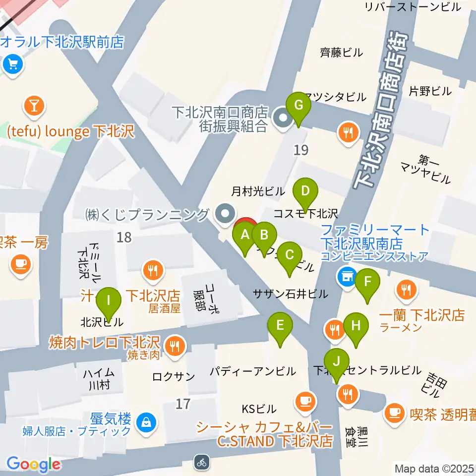 JAZZY SPORT下北沢周辺のカフェ一覧地図