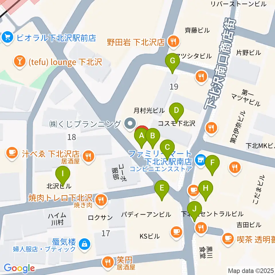 JAZZY SPORT下北沢周辺のカフェ一覧地図