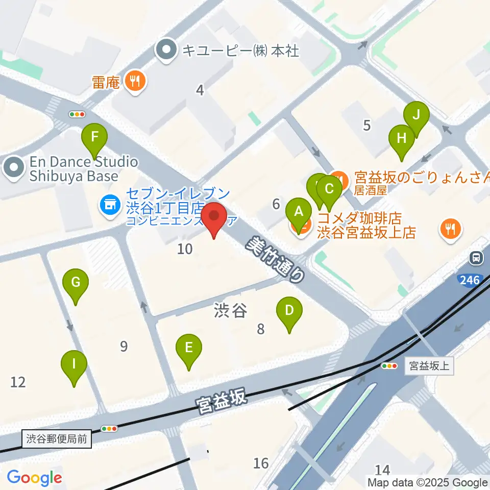 渋谷Family周辺のカフェ一覧地図