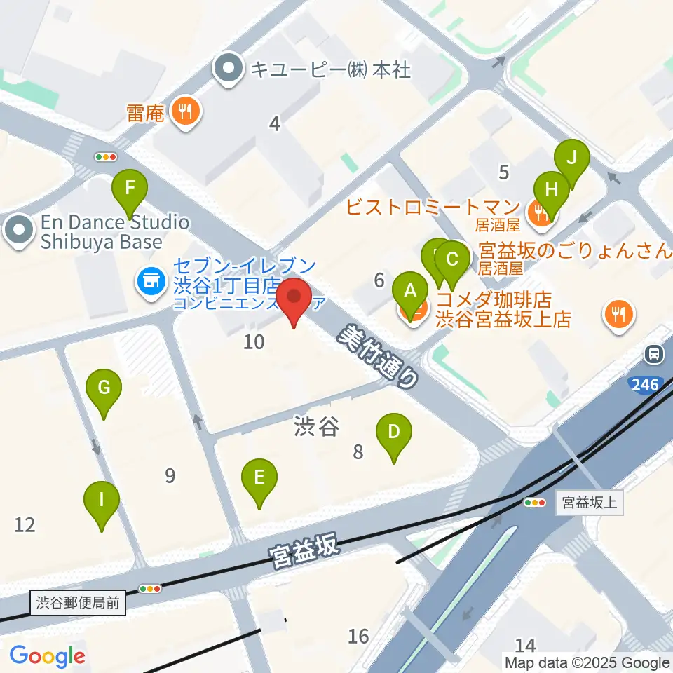 渋谷Family周辺のカフェ一覧地図