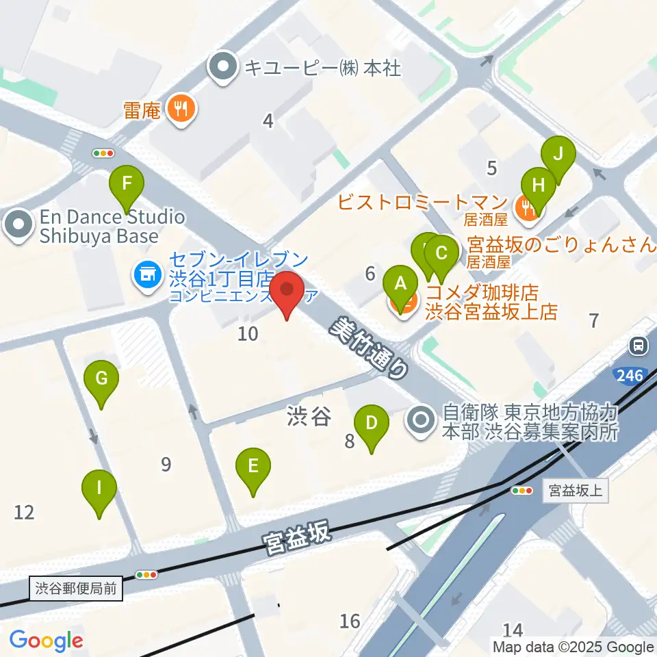 渋谷Family周辺のカフェ一覧地図