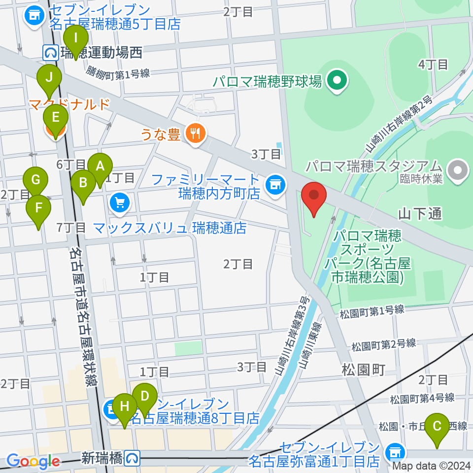 瑞穂文化小劇場周辺のカフェ一覧地図