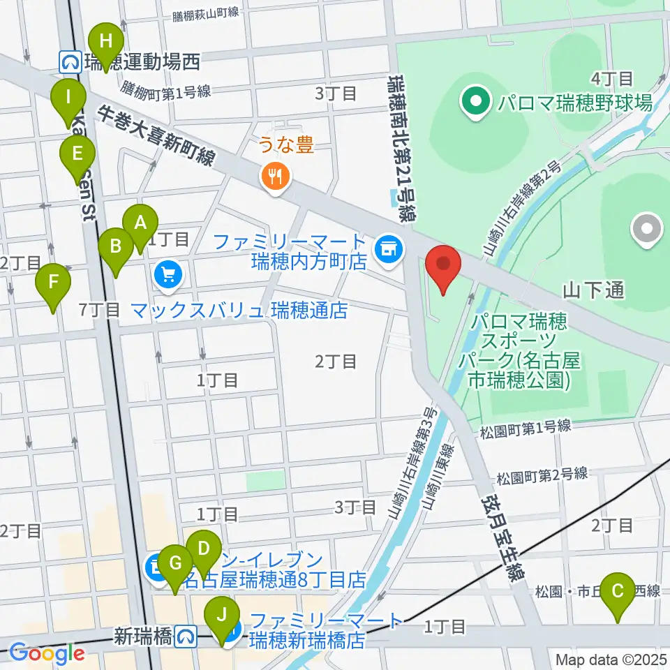 瑞穂文化小劇場周辺のカフェ一覧地図