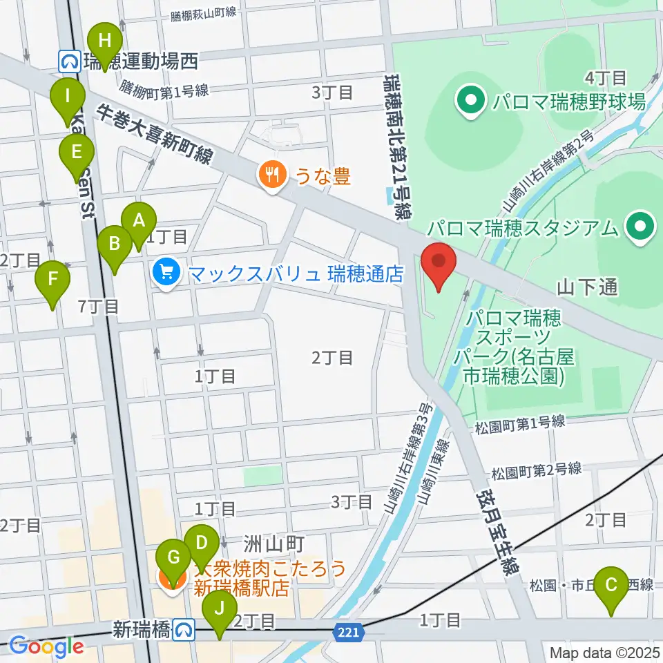 瑞穂文化小劇場周辺のカフェ一覧地図