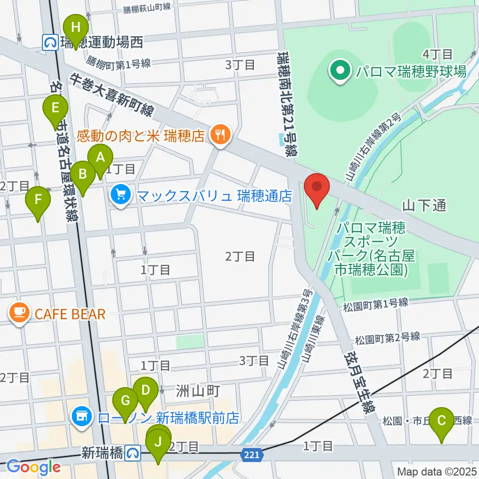 瑞穂文化小劇場周辺のカフェ一覧地図