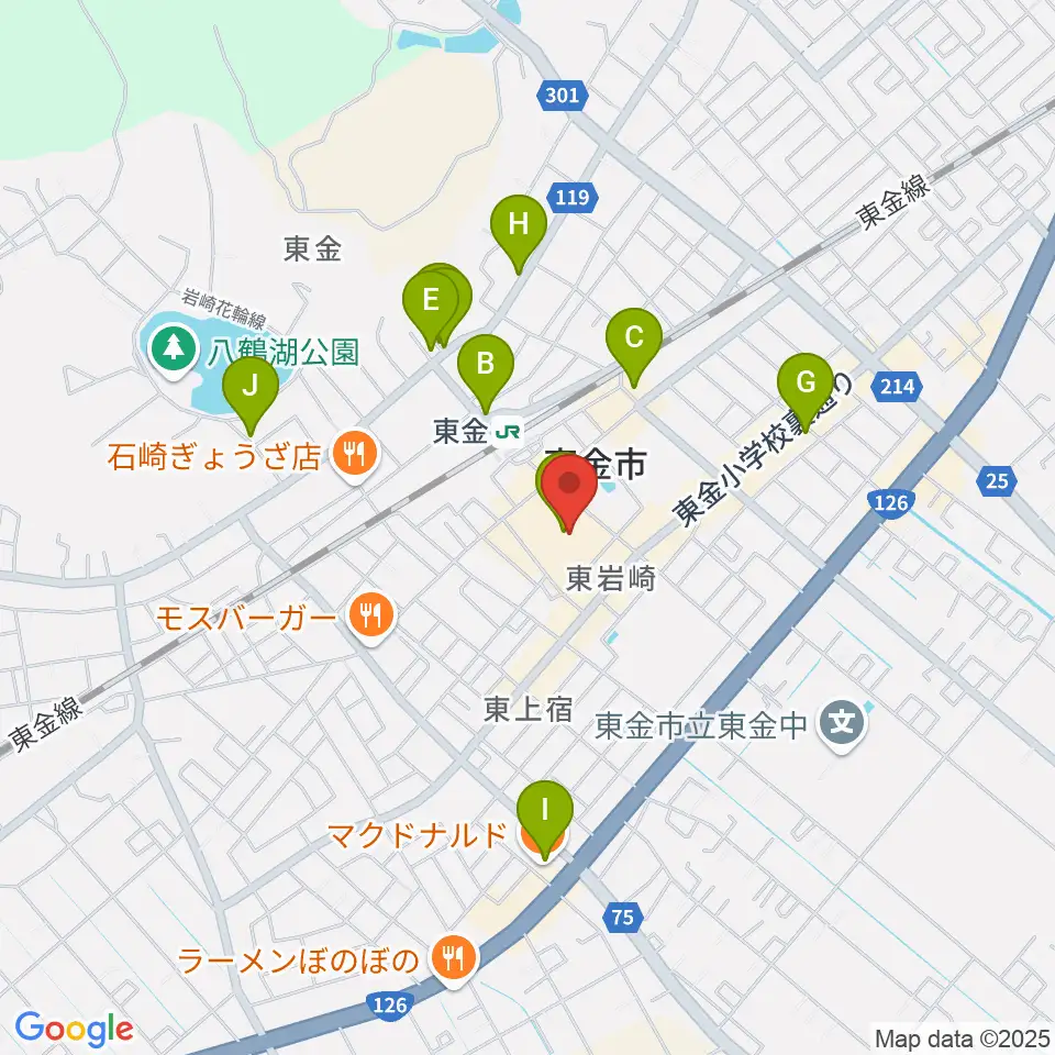 ユニスタイル東金 ヤマハミュージック周辺のカフェ一覧地図