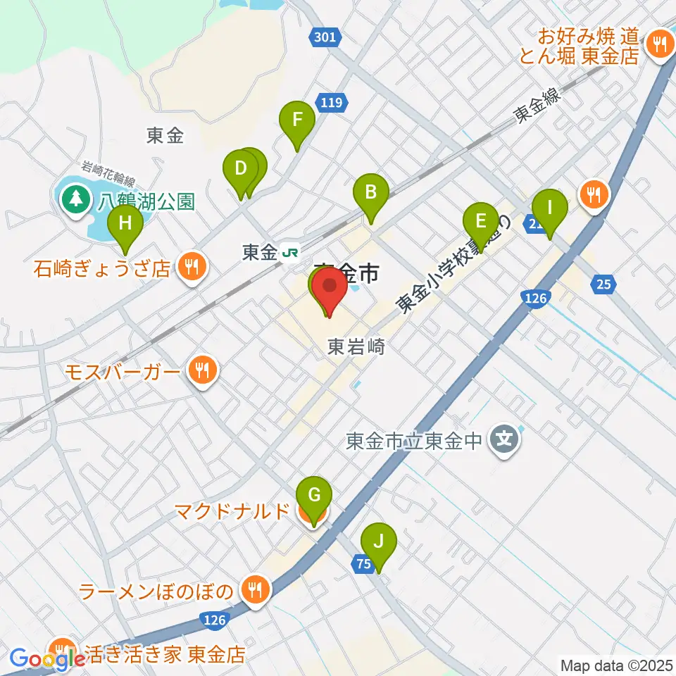 ユニスタイル東金 ヤマハミュージック周辺のカフェ一覧地図