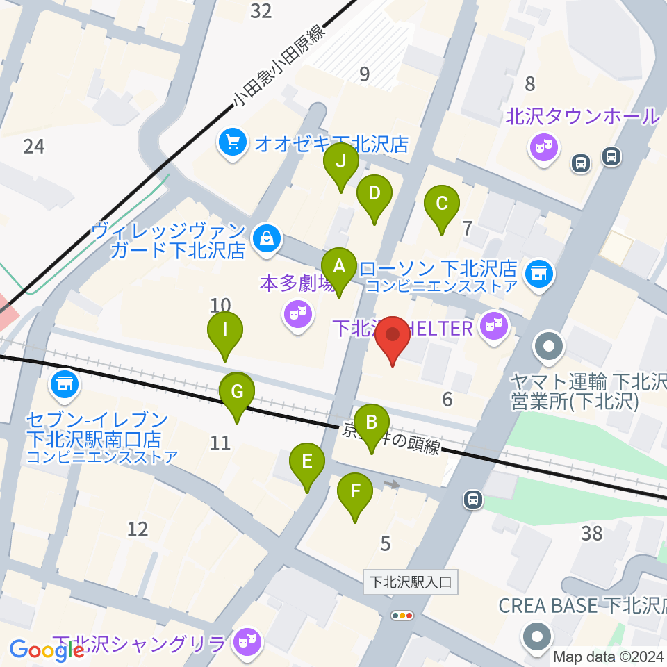 下北沢LIVEHOLIC周辺のカフェ一覧地図