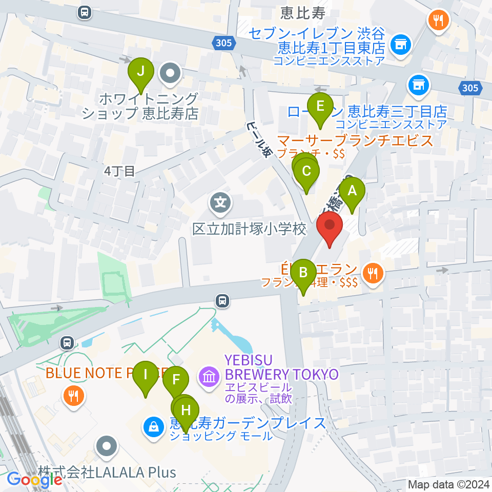 日仏会館ホール周辺のカフェ一覧地図