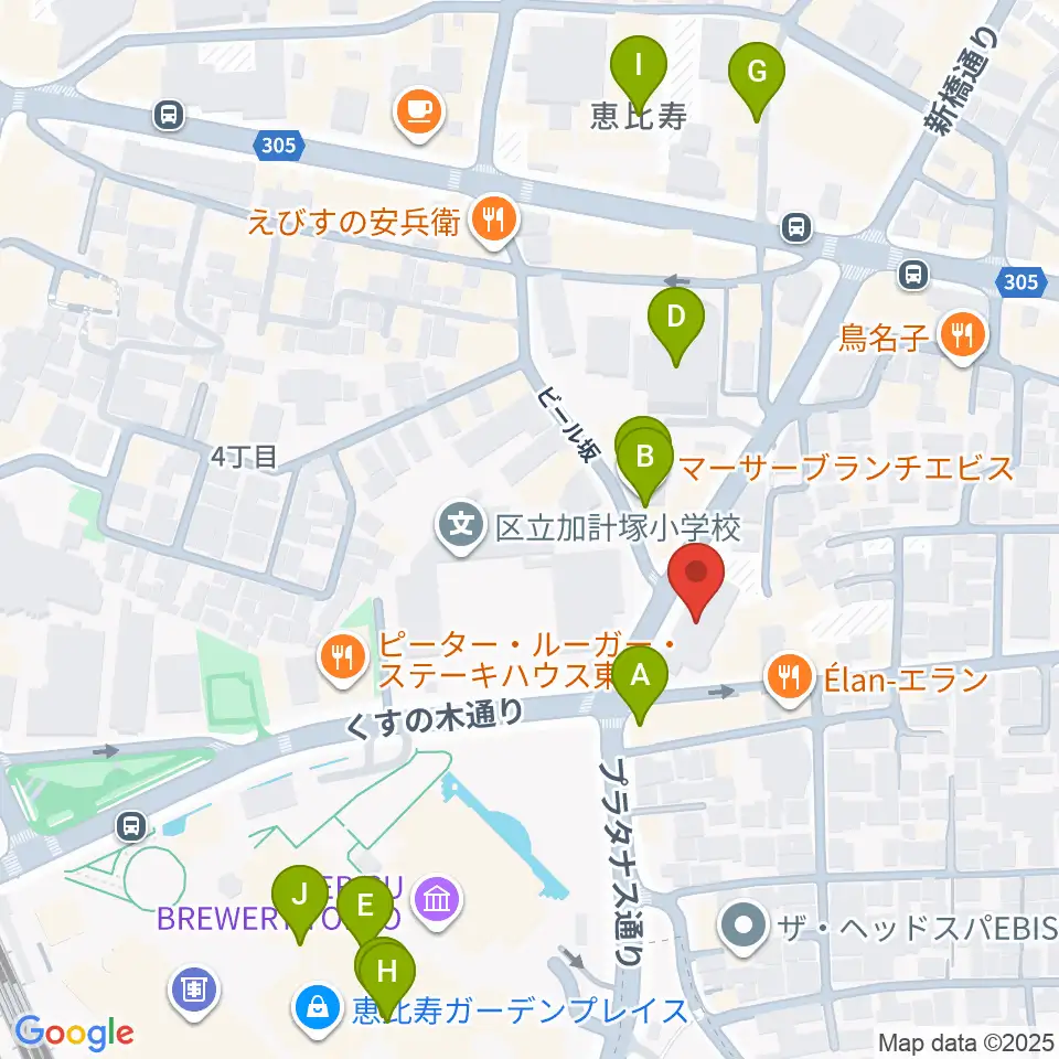 日仏会館ホール周辺のカフェ一覧地図