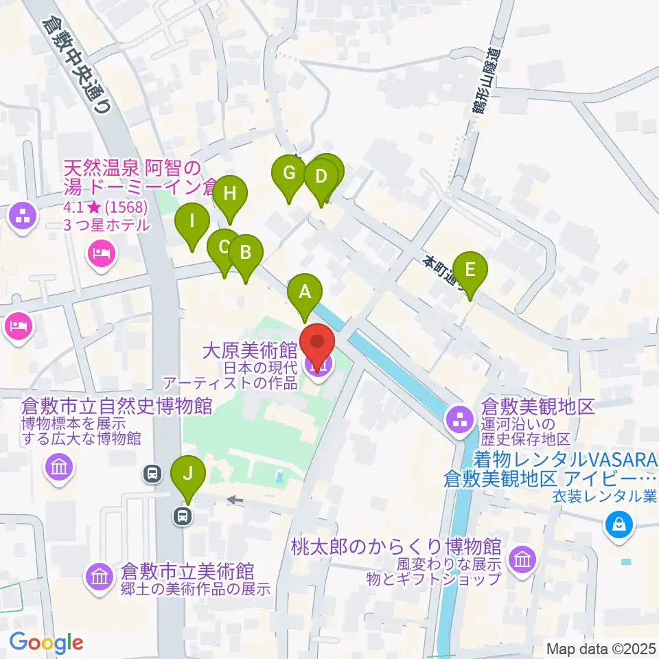 大原美術館周辺のカフェ一覧地図