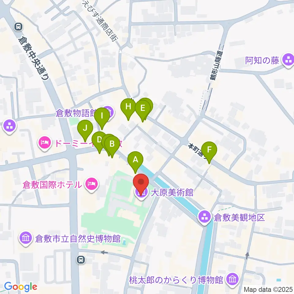 大原美術館周辺のカフェ一覧地図