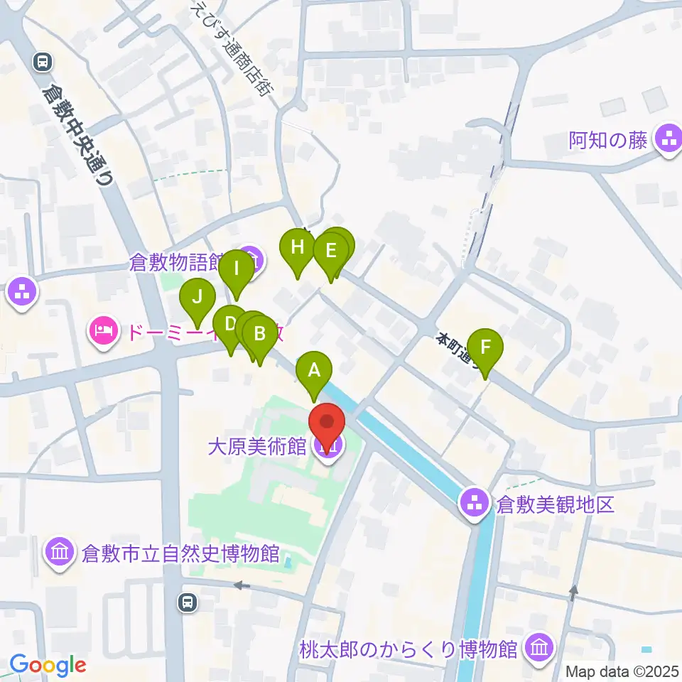 大原美術館周辺のカフェ一覧地図