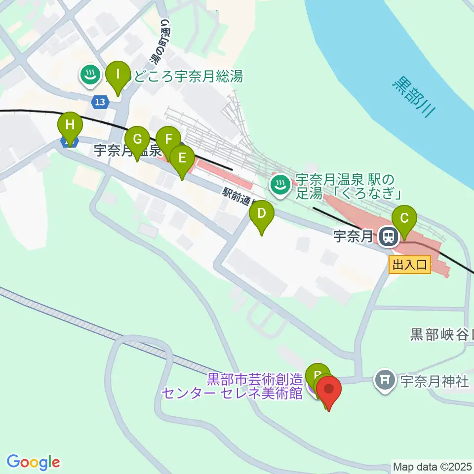 黒部市宇奈月国際会館セレネ周辺のカフェ一覧地図